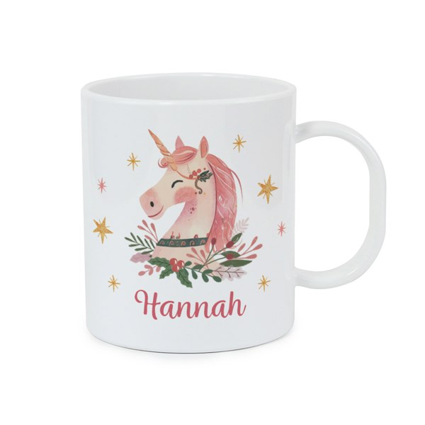 Personalised Memento Company Personalised Unicorn Christmas Plastic Mug