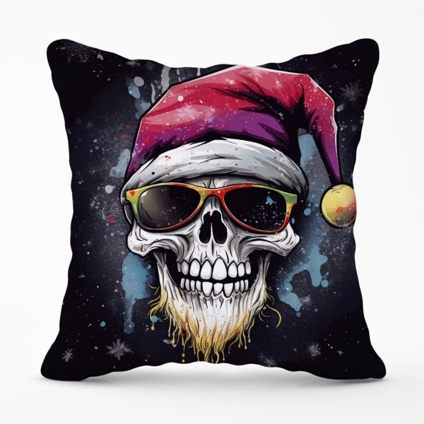 Warren Reed Happy Santa Skull Splashart Cushions