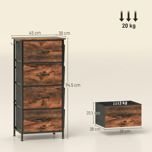Wyld Haus Balo Fabric And Metal Rustic Brown 4 Drawer Storage Chest