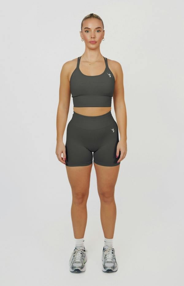 V3 Apparel Form Seamless Scrunch Shorts & Sports Bra Set - Slate Grey