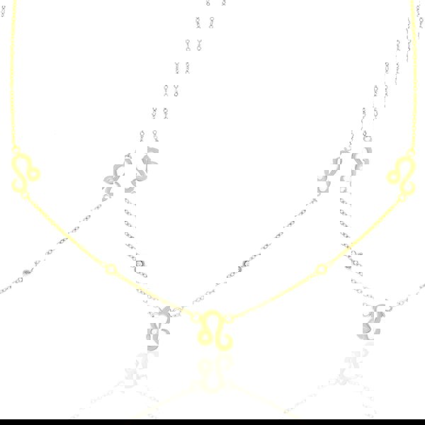 Say It With Leo Necklace with CZ Stones - Yellow Gold Plated