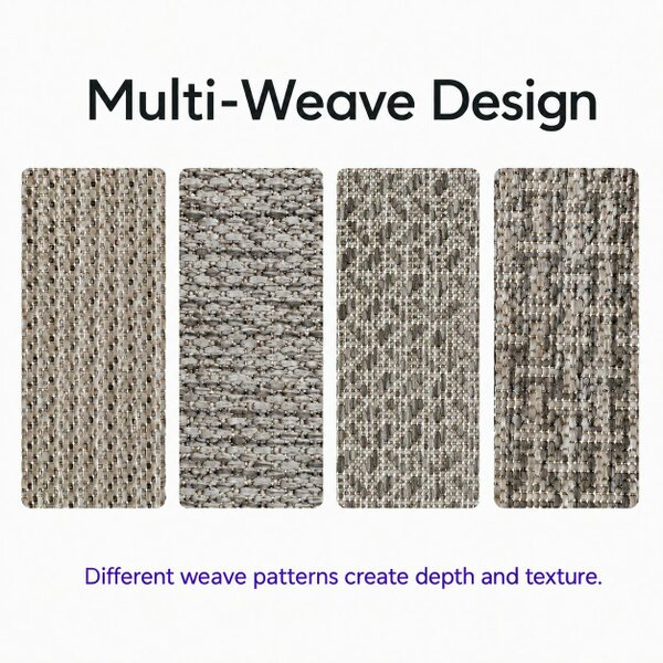 Viva Rugs Beige Brown Check Runner Rug Non-Slip Flat Weave Kitchen Hallway Carpet