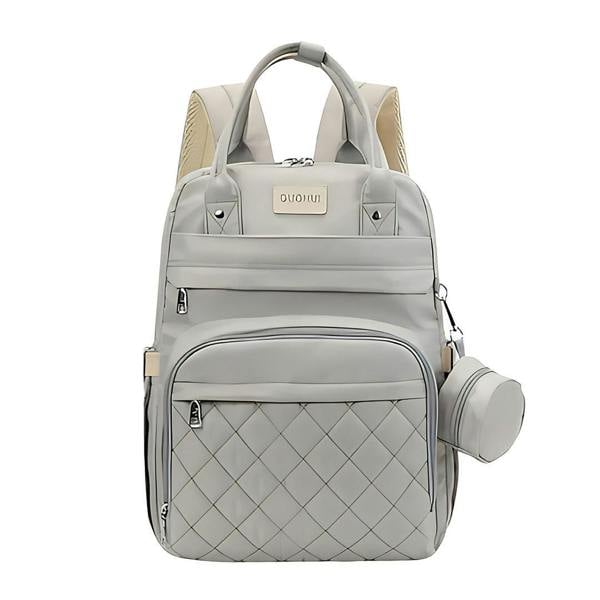 Anysort Grey Mommy Diaper Bag With Changing Pad Maternity Backpack for Moms