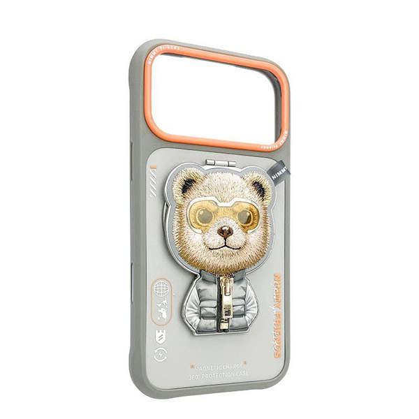 Nimmy Friends Nimmy Cool & Cute 2.0 Bear Case with MagSafe Stand for iPhone 17 Pro 6.3" Grey Orange - N-YJKM-CXZJZH-IP17-PRO-011-A