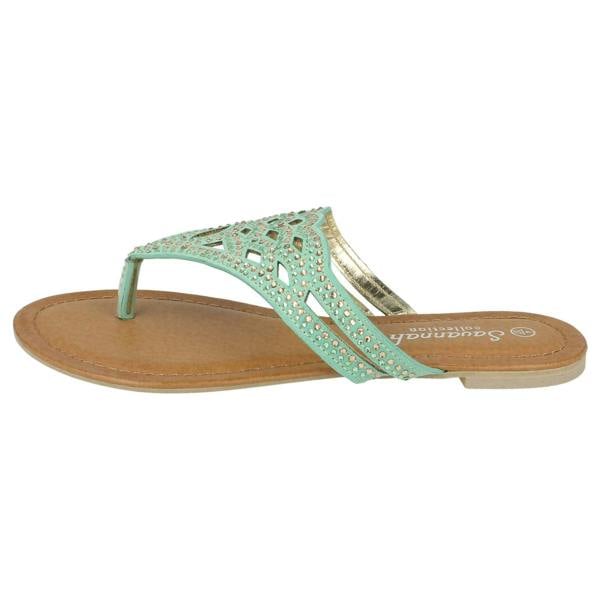Savannah Ladies Savannah Jewelled Toe Post Sandals