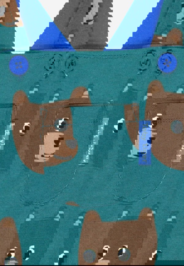 Organic Brown Bear Print Dungarees - Toby Tiger