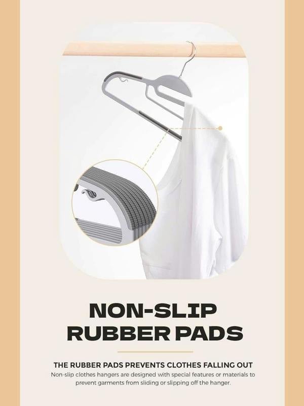 Dyzi 30 Pack White Plastic Coat Hangers Non Slip Heavy Duty
