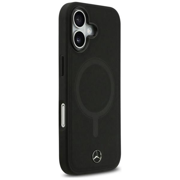Mercedes Leather Laurel Leaves Stripes MagSafe Case for iPhone 17 Air 6.5" Black - MEHMP17M25RLDLKH
