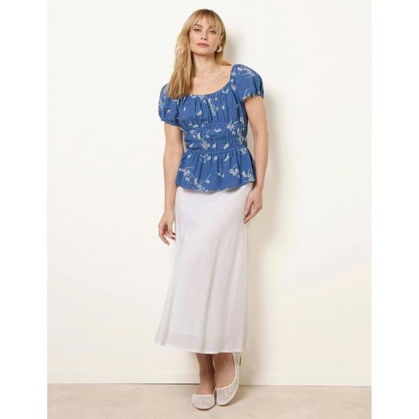 Blue Vanilla Embroidery Peplum Blouse