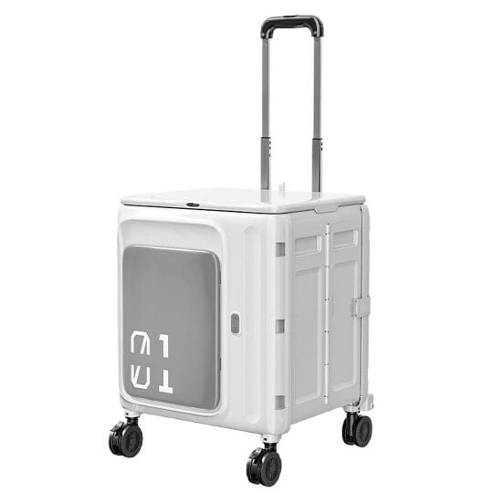 Havendro Folding Storage Box Trolley Cart Wheels Collapsible Container Home Camping Beige