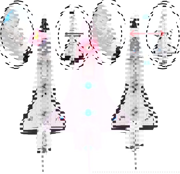 deAO Toys 44 Pcs Astronaut Space Ship Shuttle Rocket Pretend Play Set with Aerospace Control Centre Educational Toys