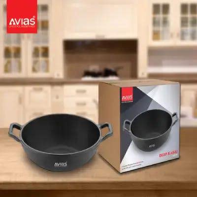 AVIAS CAST IRON DEEP KADAI - 24CM