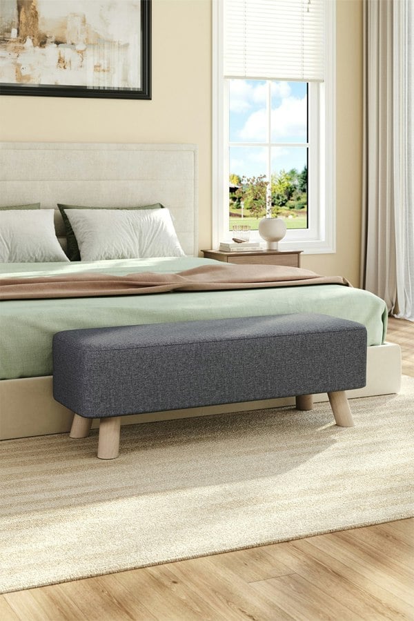 Living and Home 81cm W Dark Grey Rectangular Tofu-shaped Footstool