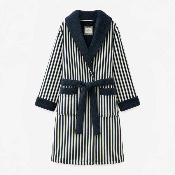 Joules V63813 Navy/Cream Stripe Womens Bathrobe Bath Robe in Blue