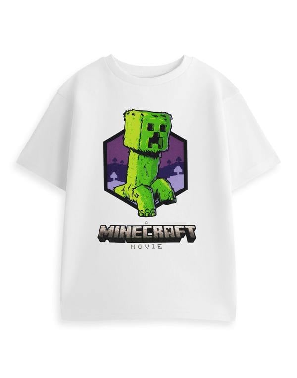 Minecraft Boys White Creeper Short Sleeved T-Shirt