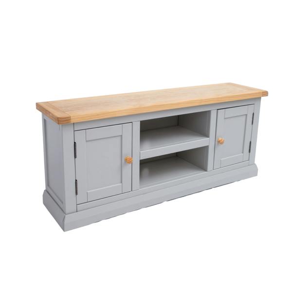 Cabinet Bits Loreo Light Grey 2 Door TV Cabinet Wood Knob