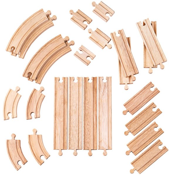 Bigjigs Rail Wooden Straights & Curves Track Pack - 24 Pieces