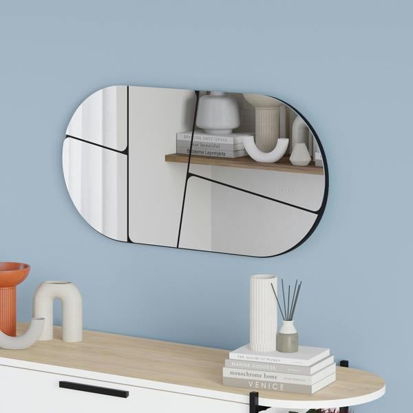 Decortie Otis Modern Unframed Mirror Wall-mounted Bathroom (H) 40cm (W)80cm