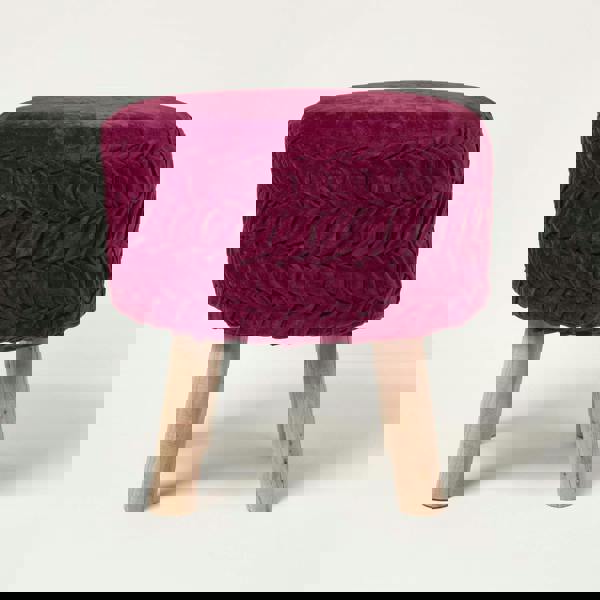 HOMESCAPES Lyla Pleated Velvet Footstool, 40 cm Tall