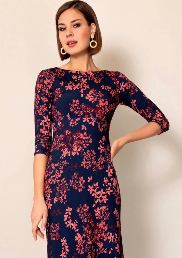 Alie Street London Maxine Asymmetric Dress (Bronzed Blooms)