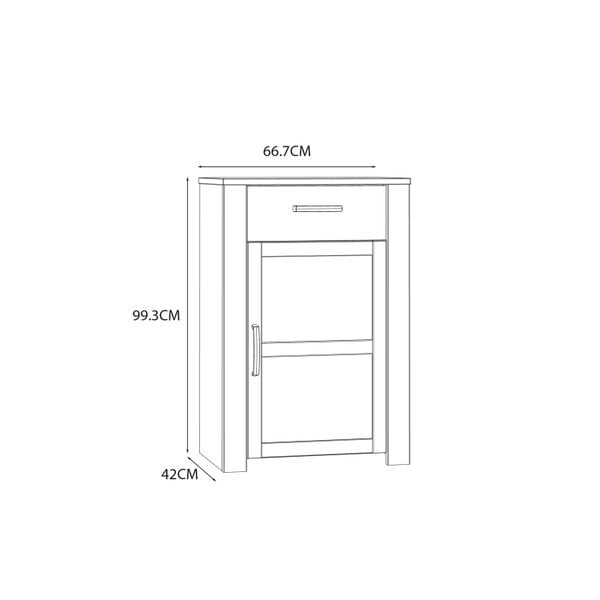 Wyld Haus Kyoto White and Natural Oak Wood 1 Door 1 Drawer Shoe Cabinet