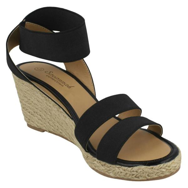 Savannah Ladies Savannah Elastic Ankle Strap Wedges