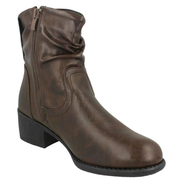 Spot On Ladies Spot On Rouched Ankle Boots