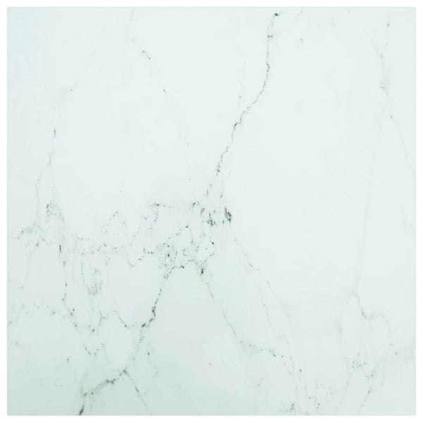 Berkfield Table Top White 60x60 cm 6 mm Tempered Glass with Marble Design