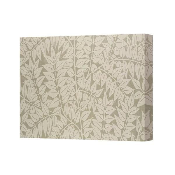 Benjamin Tate Design Beige Leaf Pattern Canvas Wall Art Panel For Living Room Decor
