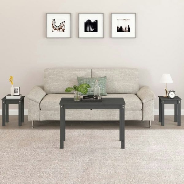 Berkfield Nesting Tables 3 pcs Grey Solid Wood Pine