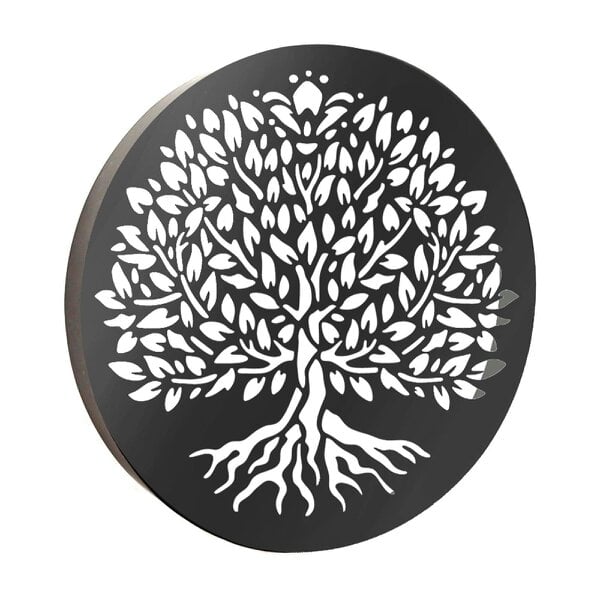 EDH Door Hardware Metal Tree of Life Solar Wall Panel – 40 x 40 x 5 CM | Solar-Powered Metal Wall Art | Weatherproof LED Outdoor Décor
