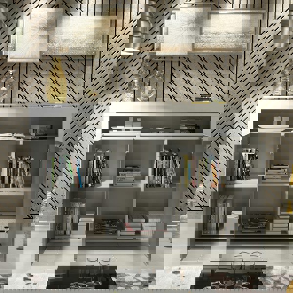 Mex Furniture Sideboard 155cm – White Matt Body and Grey High Gloss Doors