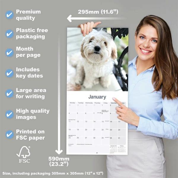 Cavachon Calendar 2027, Wall Calendars, Month To View, Dogs, Gift