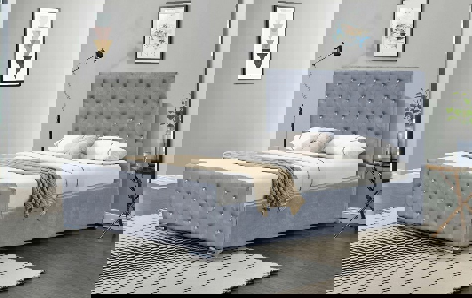 Comfy Living Palma Crushed Velvet Sleigh Bed Frame