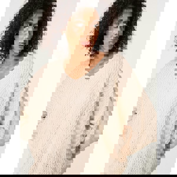 Blue Vanilla Slouchy V Neck Jumper