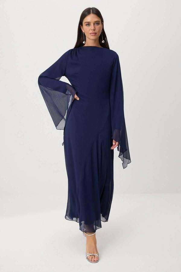 Princess Sleeve Boat Neck Maxi Dress