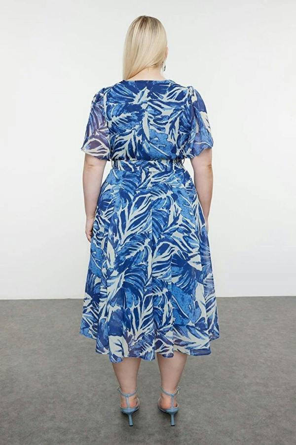WOVCOR Patterned Chiffon Wrap Dress