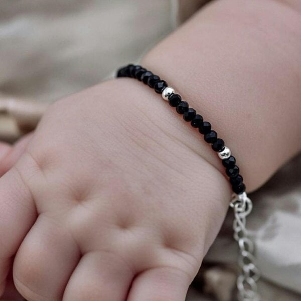The Colourful Aura Classic Black Beaded Kids Nazaria Bracelet/Anklet
