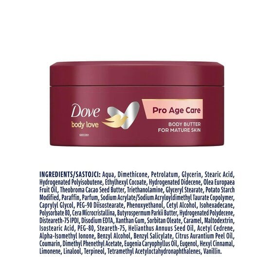 Dove Pro Age Body Butter Cream with Olive Oil Body Care+Moisture 250ml, 18 Pack