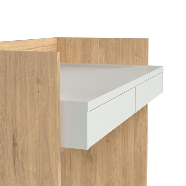 Wyld Haus Billabong Jackson Hickory Oak and White Wood Desk 2 Drawers