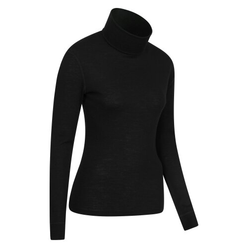 Mountain Warehouse Womens/Ladies Merino Wool Roll Neck Base Layer Top - Black
