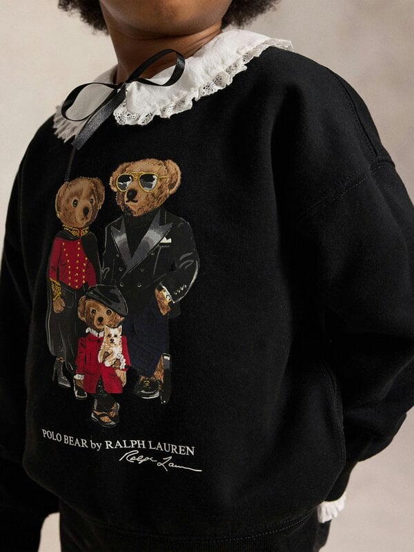 Ralph Lauren Kids Ralph Lauren Girls Polo Bear Family Sweatshirt in Black