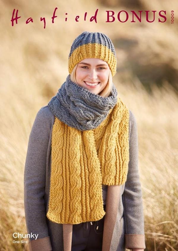Hayfield Bonus Chunky Knitting Pattern 10009, Headwear, Scarves for Women, One Size