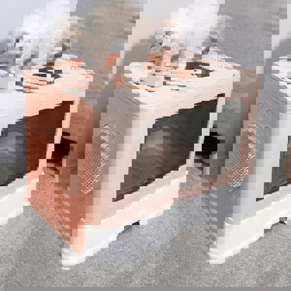 Enclosed Folding Plastic Cat Litter Box with Scoop Living and Home