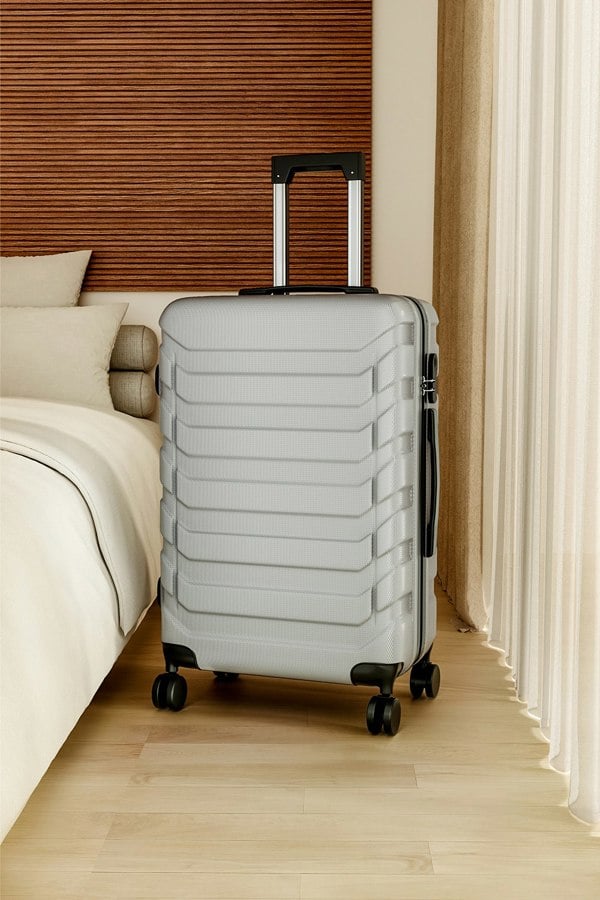Living and Home Rolling Hardshell Luggage Travel Suitcase, 28" Grey