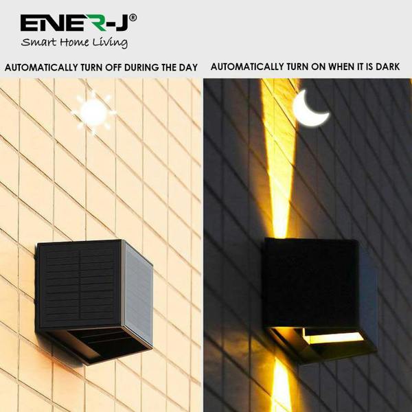 ENER-J Solar Powered Adjustable Beam Angle Up Down Wall Light, Wireless, No Mains Power Needed, 1300mAh