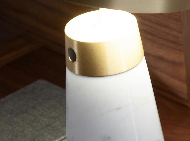 Angel Cerdá Table Lamp in White Marble and Golden Steel 8034