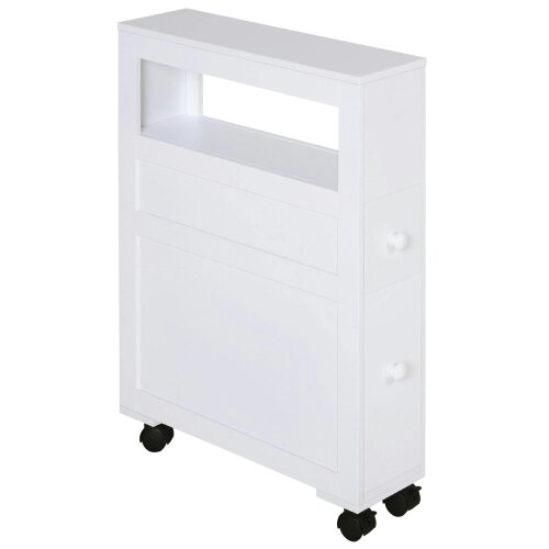 Wyld Haus Minbalu Narrow Rolling Bathroom Storage Unit With 2 Drawers And Wheels