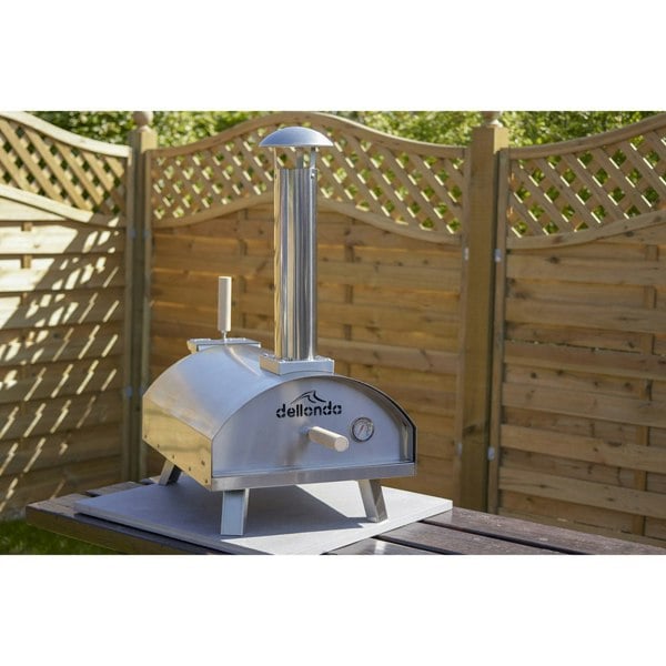 14" Portable Wood-Fired Pizza Oven & Smoker Stainless Steel Outdoor Garden Party - LoopsDirect