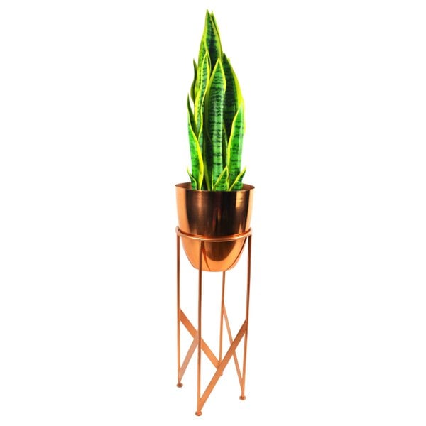 Leaf 55cm Copper Planter with Matching Stand